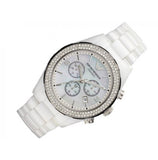 Emporio Armani Ceramica Chronograph White Dial White Ceramic Strap Watch For Women - AR1456