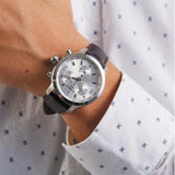 Tissot PRC 200 Chronograph Silver Dial Brown Leather Strap Watch For Men - T055.417.16.037.00