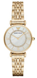 Emporio Armani Gianni T Bar Mother of Pearl White Dial Gold Steel Strap Watch For Women - AR190700