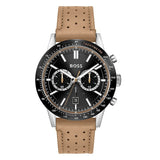 Hugo Boss Allure Chronograph Black Dial Brown Leather Strap Watch for Men - 1513964