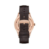 Emporio Armani Epoca White Skeletal Dial Black Leather Strap Watch For Men - AR2073