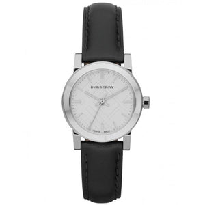 Burberry The City White Dial Black Leather Strap Watch for Women - BU9206