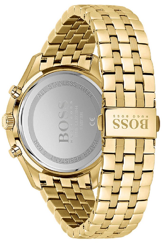 Hugo Boss Associate Chronograph Blue Dial Gold Steel Strap Watch for Men - 1513841