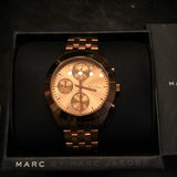 Marc Jacobs Peeker Chronograph Rose Gold Dial Rose Gold Steel Strap Watch for Women - MBM3394