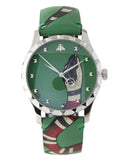 Gucci G Timeless Le Marche Des Merveilles Green Dial Green Leather Strap Watch for Women - YA1264081