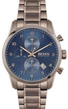 Hugo Boss Skymaster Chronograph Blue Dial Brown Steel Strap Watch for Men - 1513788