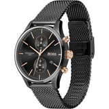 Hugo Boss Associate Chronograph Black Dial Black Mesh Bracelet Watch for Men - 1513811