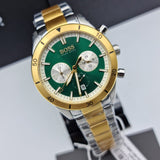 Hugo Boss Santiago Chronograph Green Dial Two Tone Steel Strap Watch for Men - 1513872