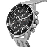 Hugo Boss Admiral Chronograph Black Dial Silver Mesh Bracelet Watch for Men - 1513904