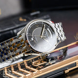 Tissot T Classic T One Automatic Grey Dial Silver Steel Strap Watch For Men - T038.430.11.067.00