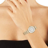 Emporio Armani Gianni T Bar Mother of Pearl White Dial Gold Steel Strap Watch For Women - AR190700