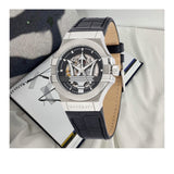 Maserati Potenza Automatic Black Dial Black Leather Strap Watch For Men - R8821108038