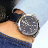 Tissot PRC 200 Chronograph Blue Dial Blue Leather Strap Watch For Men - T055.417.16.047.00