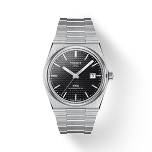 Tissot PRX Powermatic 80 Black Dial Silver Steel Strap Watch For Men - T137.407.11.051.00