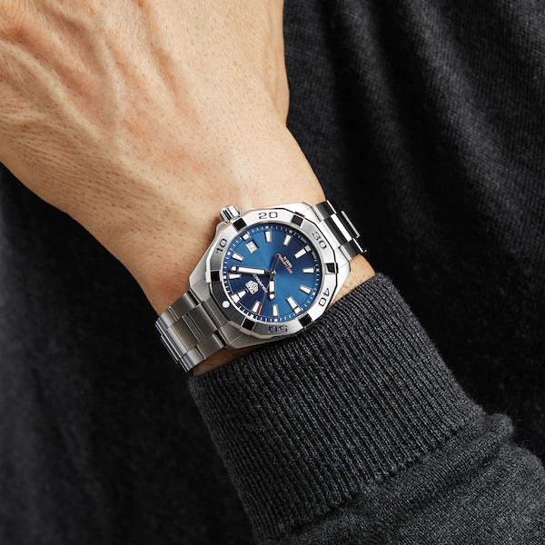 Tag Heuer Aquaracer Blue Dial Silver Steel Strap Watch for Men - WBD1112.BA0928