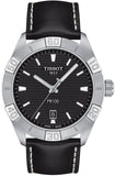 Tissot PR 100 Sport Quartz Black Dial Black Leather Strap Watch For Men - T101.610.16.051.00