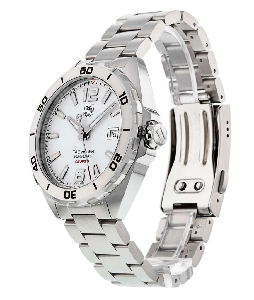 Tag Heuer Formula 1 Calibre 5 Automatic White Dial Silver Steel Strap Watch for Men - WAZ2114.BA0875
