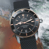 Breitling Superocean Heritage II B20 42mm Black Dial Black Mesh Bracelet Mens Watch - UB2010121B1S1