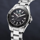 Tag Heuer Aquaracer Quartz Black Dial Silver Steel Strap Watch for Women - WAY131K.BA0748