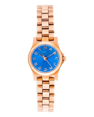 Marc Jacobs Henry Dinky Blue Dial Rose Gold Steel Strap Watch for Women - MBM3204