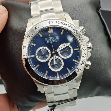 Hugo Boss Ikon Blue Dial Silver Steel Strap Watch for Men - 1512963
