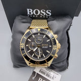 Hugo Boss Ocean Edition Chronograph Black Dial Gold Mesh Bracelet Watch for Men - 1513703