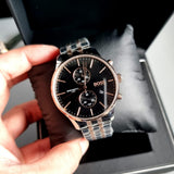 Hugo Boss Associate Chronograph Black Dial Two Tone Steel Strap Watch for Men - 1513840