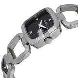 Gucci G Diamonds Black Dial Silver Steel Strap Watch For Women - YA125509