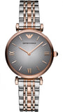 Emporio Armani Gianni T Bar Grey Dial Two Tone Steel Strap Watch For Women - AR1725