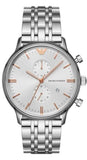 Emporio Armani Chonograph SIlver Dial Silver Steel Strap Watch For Men - AR1933