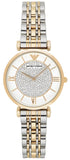 Emporio Armani Gianni T Bar White Dial Two Tone Steel Strap Watch For Women - AR8031
