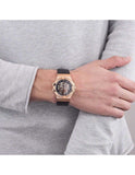 Maserati Potenza Automatic Rose Gold Dial Black Leather Strap Watch For Men - R8821108002