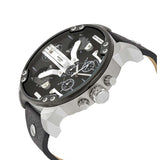 Diesel Mr Daddy Chronograph Black Dial Black Leather Strap Watch For Men - DZ7313