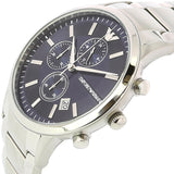 Emporio Armani Renato Chronograph Blue Dial Silver Steel Strap Watch For Men - AR11164