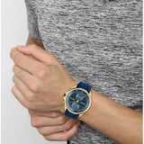 Hugo Boss Globetrotter Chronograph Blue Dial Blue Silicone Strap Watch for Men - 1513822