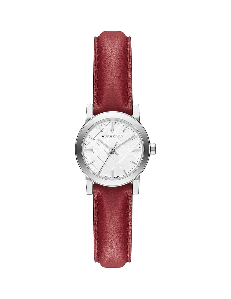 Burberry The City Silver Dial Red Strap Watch for Women - BU9232