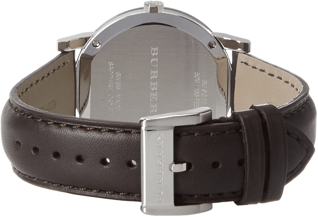 Burberry The City Gold Dial Brown Leather Strap Watch for Men - BU9011