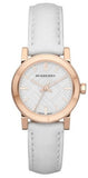 Burberry The City White Dial White Leather Strap Watch for Women - BU9209