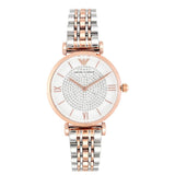 Emporio Armani Gianni T Bar White Dial Two Tone Steel Strap Watch For Women - AR1926