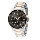 Maserati SFIDA Chronograph Black Dial Two Tone Steel Strap Watch For Men - R8873640002