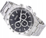 Hugo Boss Ikon Chronograph Black Dial Silver Steel Strap Watch for Men - 1512965