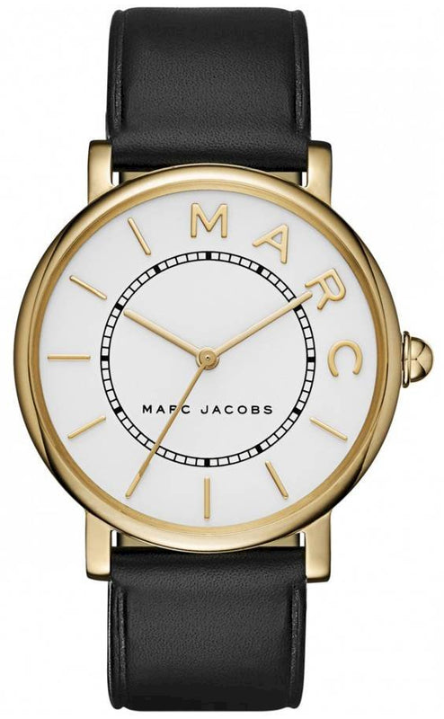 Marc Jacobs Roxy White Dial Black Leather Strap Watch for Women - MJ1532