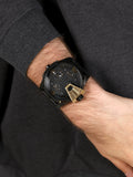 Diesel Uber Chief Two Hand Black Dial Black Leather Strap Watch For Men - DZ7377