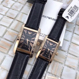 Emporio Armani Classic Black Dial Black Leather Strap Watch For Men - AR0168