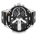 Diesel Mr Daddy Chronograph Black Dial Black Leather Strap Watch For Men - DZ7313