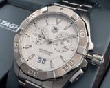 Tag Heuer Aquaracer Chronograph White Dial Silver Steel Strap Watch for Men - WAY111Y.BA0928