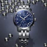 Tissot PRC 200 Chronograph Blue Dial Silver Steel Strap Watch For Men - T114.417.11.047.00