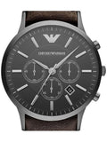 Emporio Armani Sportivo Chronograph Black Dial Brown Leather Strap Watch For Men - AR2462