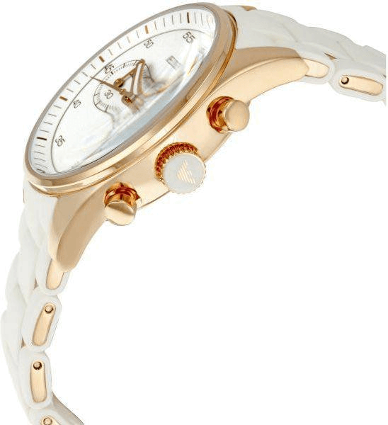 Emporio Armani Sportivo Chronograph White Dial White Rubber Strap Watch For Men - AR5919