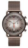 Emporio Armani Aviator Chronograph Grey Dial Brown Mesh Bracelet Watch For Men - AR11169